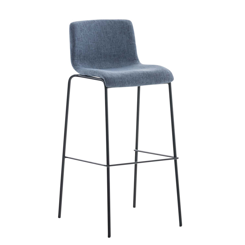 Tabouret de bar Hoover tissu 4 pieds structure e bleu