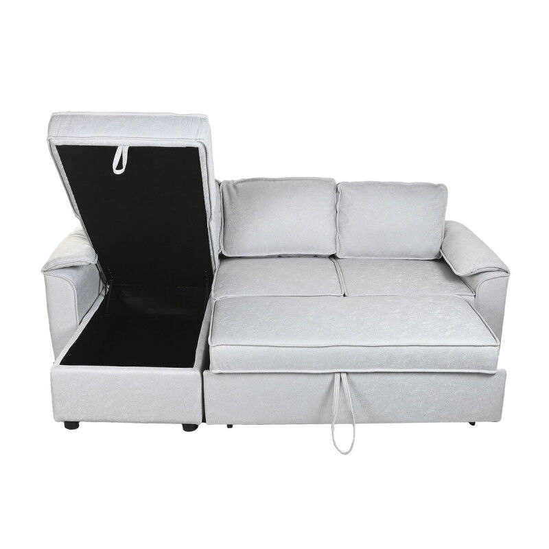 Canapé Convertible Home ESPRIT Gris clair Moderne 220 x 153 x 88 cm