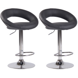 Lot de 2 tabourets de bar Olinda simili cuir gris chrome