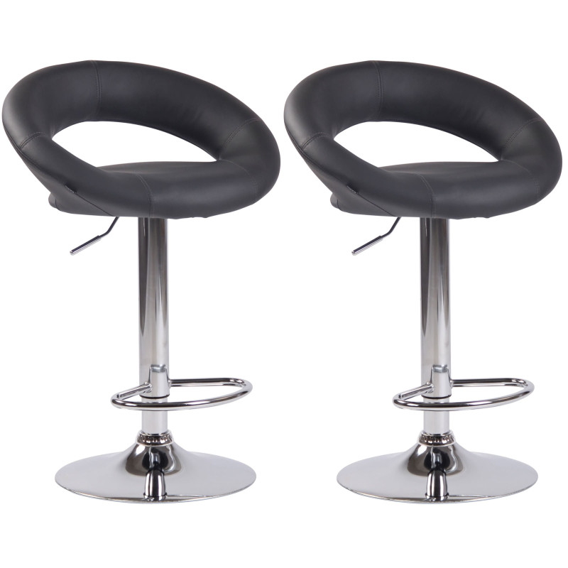 Lot de 2 tabourets de bar Olinda simili cuir gris chrome