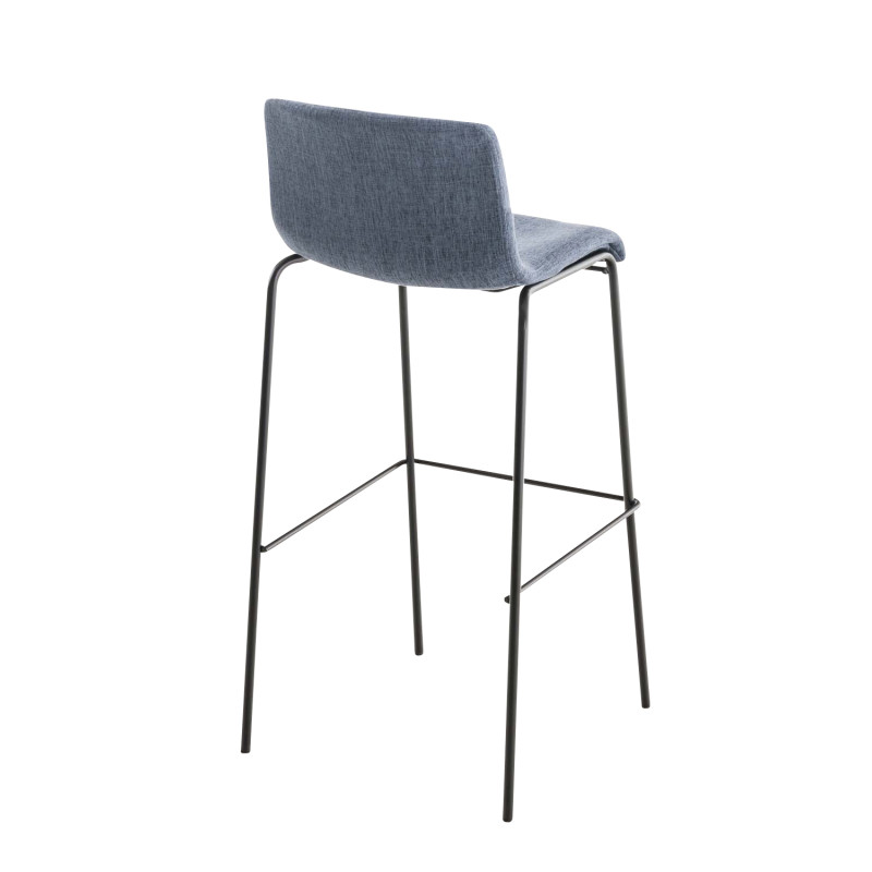 Tabouret de bar Hoover tissu 4 pieds structure e bleu