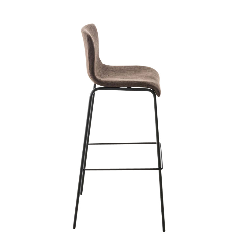 Tabouret de bar Hoover tissu 4 pieds structure e brun