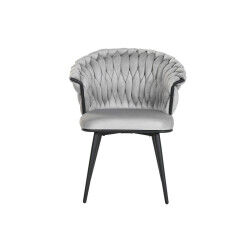 Chaise de Salle à Manger Home ESPRIT Noir Gris Polyester Métal 60 x 66 x 84 cm 66 x 60 x 84 cm