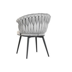 Chaise de Salle à Manger Home ESPRIT Noir Gris Polyester Métal 60 x 66 x 84 cm 66 x 60 x 84 cm