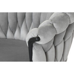 Chaise de Salle à Manger Home ESPRIT Noir Gris Polyester Métal 60 x 66 x 84 cm 66 x 60 x 84 cm