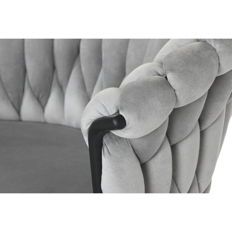Chaise de Salle à Manger Home ESPRIT Noir Gris Polyester Métal 60 x 66 x 84 cm 66 x 60 x 84 cm