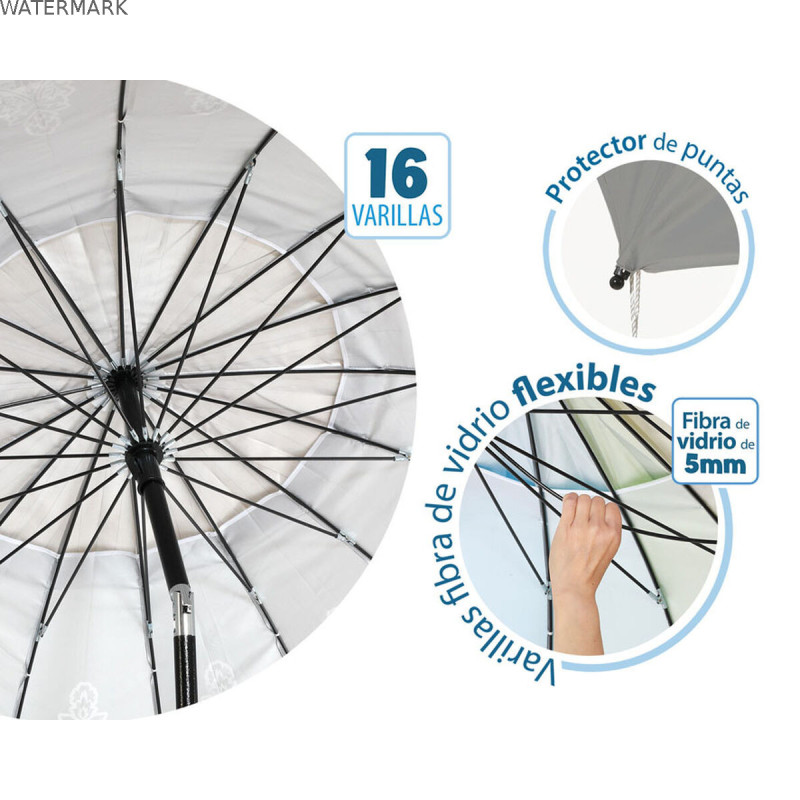 Parasol de plage Blanc Ø 220 cm SPF50+ Boho