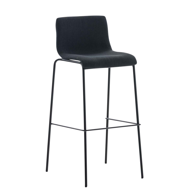 Tabouret de bar Hoover tissu 4 pieds structure e noir