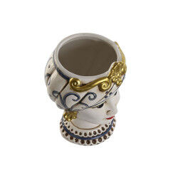Cache-pot Home ESPRIT Bleu Blanc Doré Porcelaine 15 x 15 x 26 cm (2 Unités)
