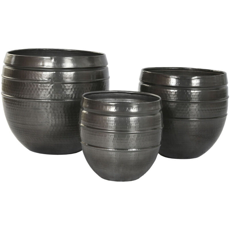 Cache-pot Home ESPRIT Gris Aluminium Moderne 41 x 41 x 40 cm 40 x 40 x 40,5 cm (3 Pièces)