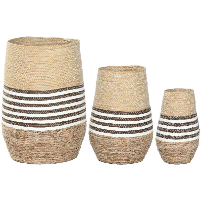 Cache-pot Home ESPRIT Marron Bicolore Fibre Urbaine 31 x 31 x 49 cm (3 Pièces)