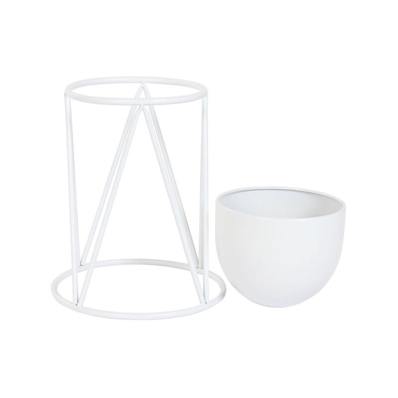 Cache-pot Home ESPRIT Blanc Métal Urbaine 38 x 38 x 80 cm (3 Pièces)