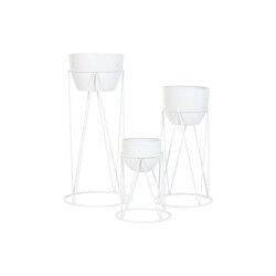 Cache-pot Home ESPRIT Blanc Métal Urbaine 38 x 38 x 80 cm (3 Pièces)