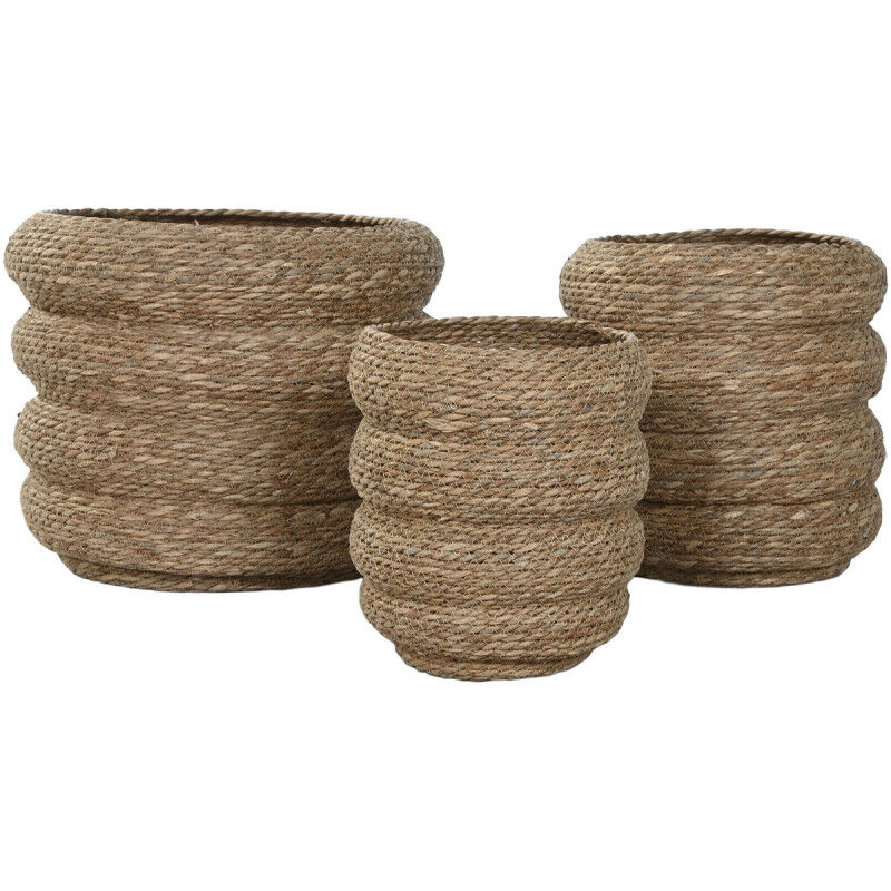 Cache-pot Home ESPRIT Marron Fibre Urbaine 42 x 42 x 39 cm (3 Pièces)
