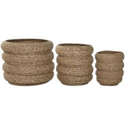 Cache-pot Home ESPRIT Marron Fibre Urbaine 42 x 42 x 39 cm (3 Pièces)