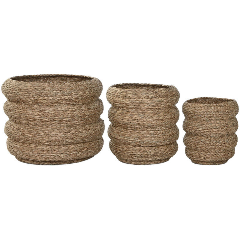 Cache-pot Home ESPRIT Marron Fibre Urbaine 42 x 42 x 39 cm (3 Pièces)