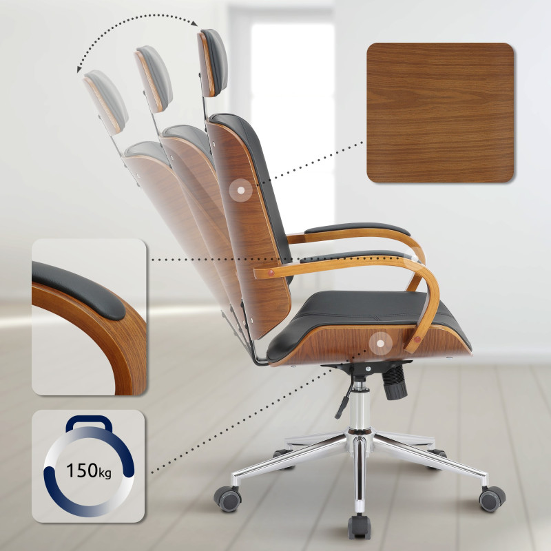 Fauteuil de bureau Dayton noyer/noir