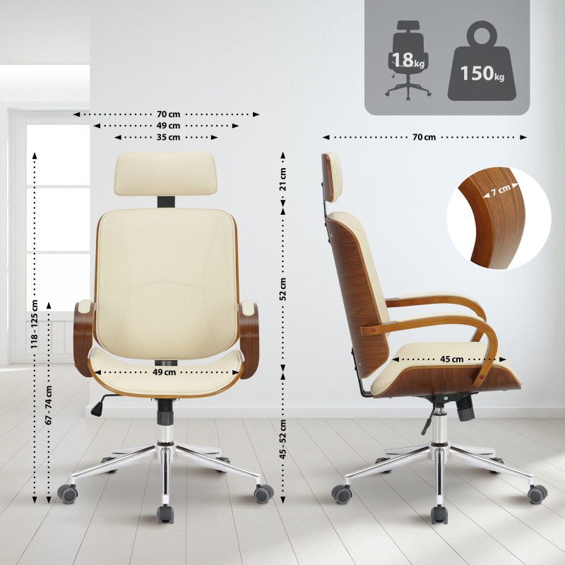 Silla De Oficina Dayton Nogal/crema