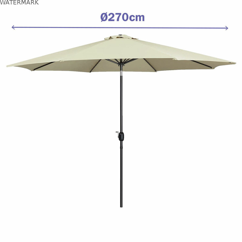Marbueno Parasol Acier 8 Baleines D270 cm Polyester Beige Jardin, Piscine 10483