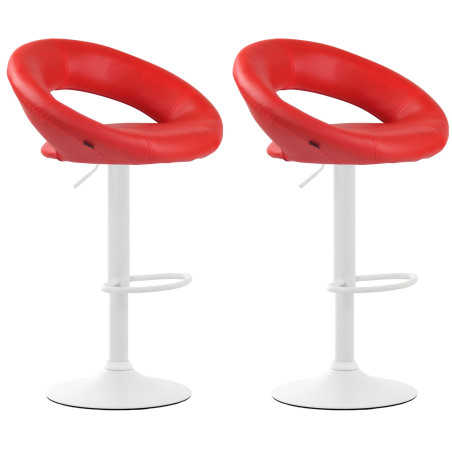 Lot de 2 tabourets de bar Olinda simili cuir blanc rouge