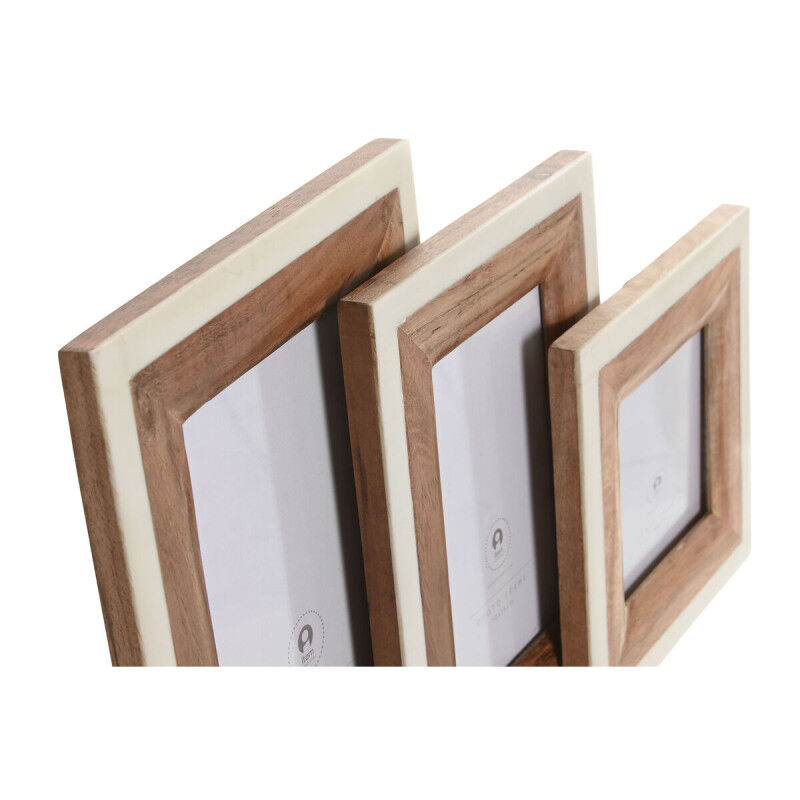 Cadre photo Home ESPRIT Blanc Naturel Acacia Os Colonial (3 Unités)
