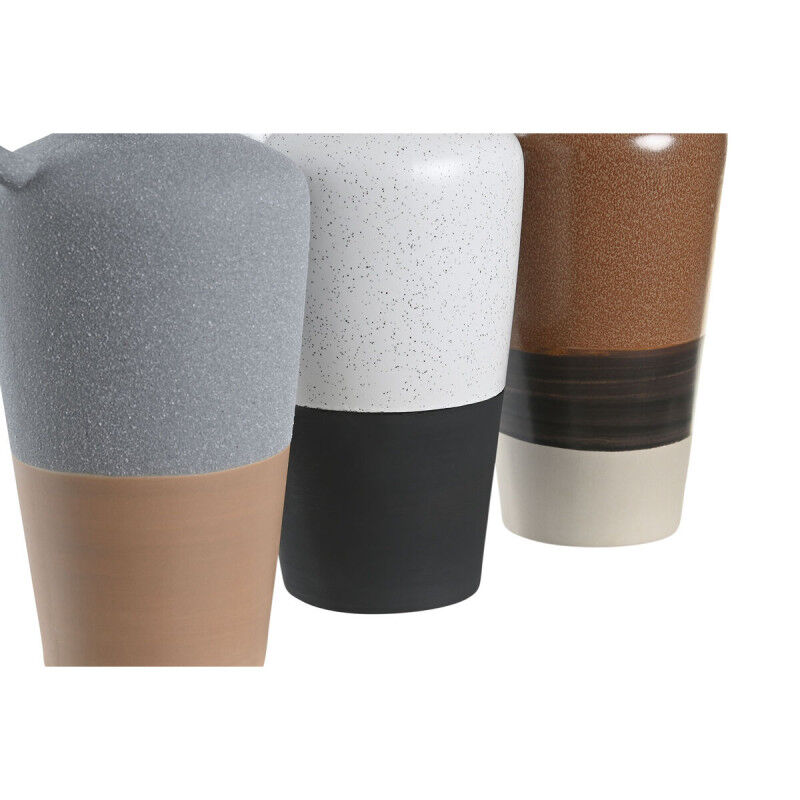 Vase DKD Home Decor Blanc Gris Terre cuite Porcelaine 13,3 x 11 x 27,3 cm 13,3 x 11 x 28 cm (3 Unités)