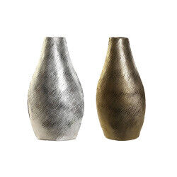 Vase DKD Home Decor Doré Argenté Aluminium Moderne 22 x 13 x 40,5 cm (2 Unités)