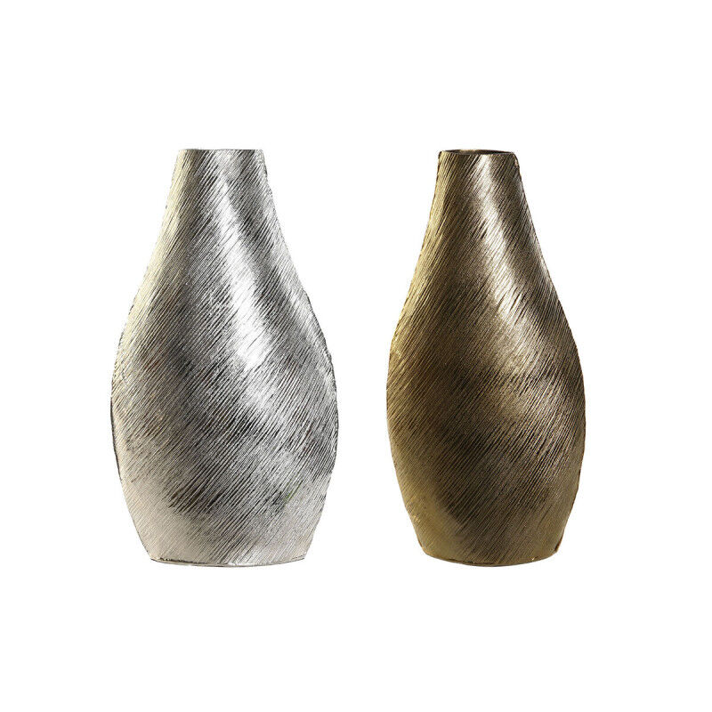 Vase DKD Home Decor Doré Argenté Aluminium Moderne 22 x 13 x 40,5 cm (2 Unités)