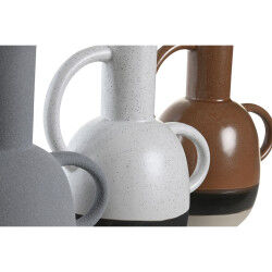 Vase DKD Home Decor Blanc Gris Terre cuite Porcelaine 19,5 x 12 x 22,6 cm (3 Unités)
