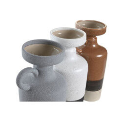 Vase DKD Home Decor Blanc Gris Terre cuite Porcelaine 13,3 x 11 x 27,3 cm 13,3 x 11 x 28 cm (3 Unités)