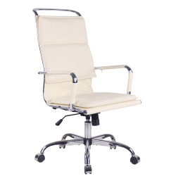 Fauteuil de bureau Bedford en cuir artificiel crème