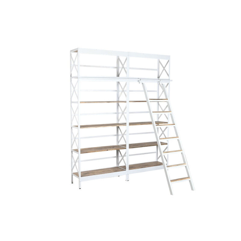 Étagère Home ESPRIT Blanc Naturel Métal Bois de manguier 180 x 35 x 220 cm