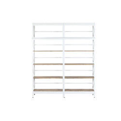 Étagère Home ESPRIT Blanc Naturel Métal Bois de manguier 180 x 35 x 220 cm