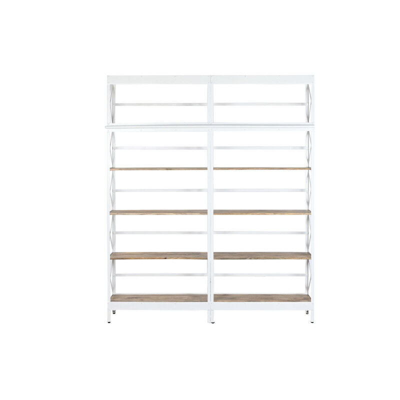 Étagère Home ESPRIT Blanc Naturel Métal Bois de manguier 180 x 35 x 220 cm