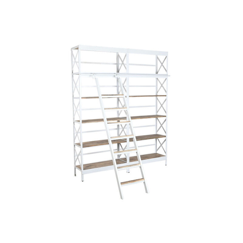 Étagère Home ESPRIT Blanc Naturel Métal Bois de manguier 180 x 35 x 220 cm