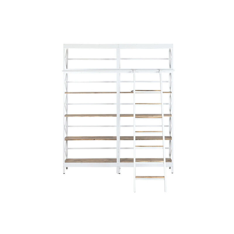 Étagère Home ESPRIT Blanc Naturel Métal Bois de manguier 180 x 35 x 220 cm