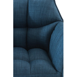 Tabouret de bar en tissu Damaso avec structure à 4 pieds, bleu