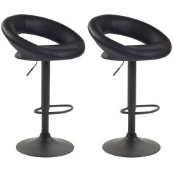 Lot de 2 tabourets de bar Olinda simili cuir noir