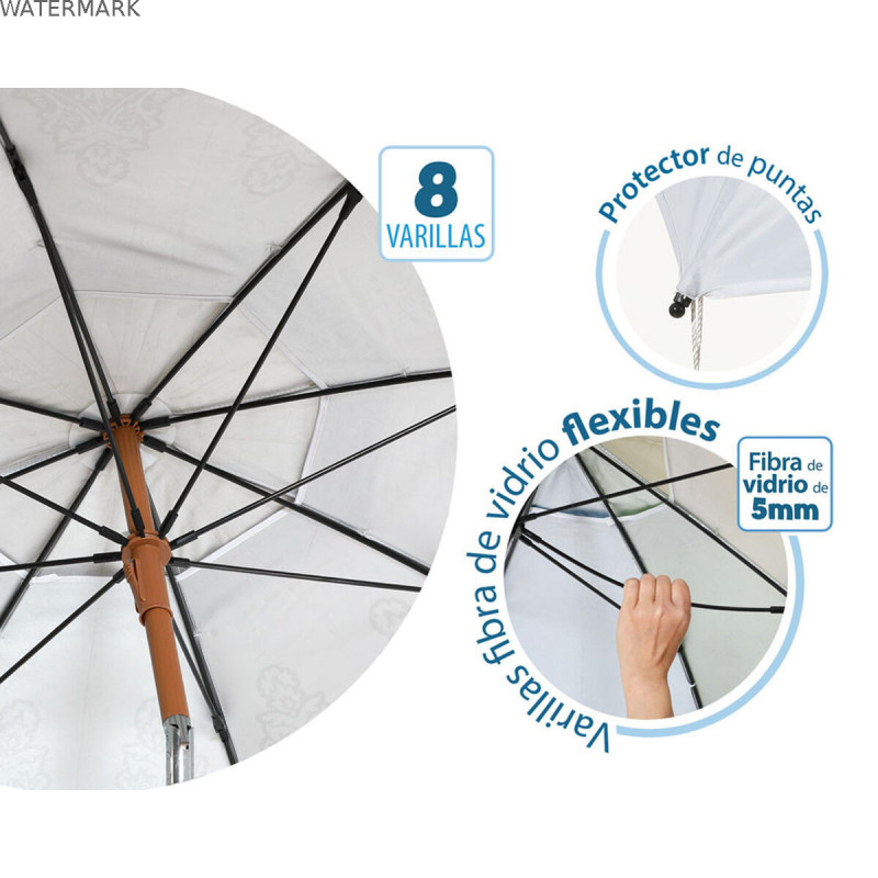 Parasol de plage Blanc Ø 180 cm SPF50+ Boho