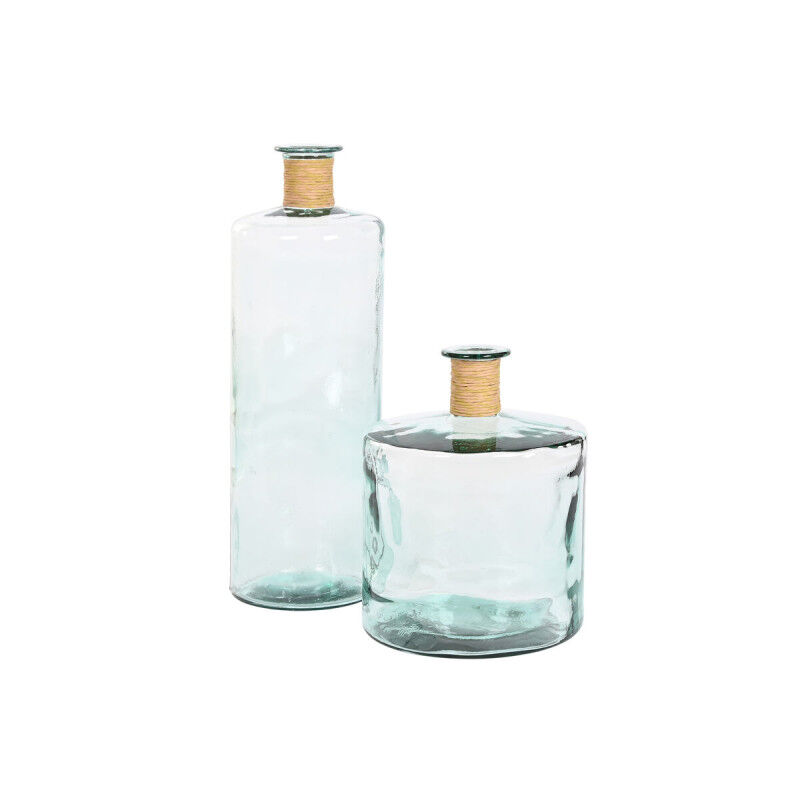 Vase Home ESPRIT Transparent Joncs Cristal recyclé Naturel 25 x 25 x 75 cm