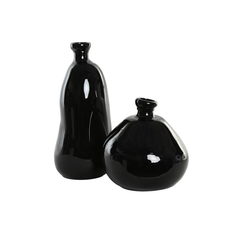Vase Home ESPRIT Noir Cristal recyclé 22 x 22 x 51 cm