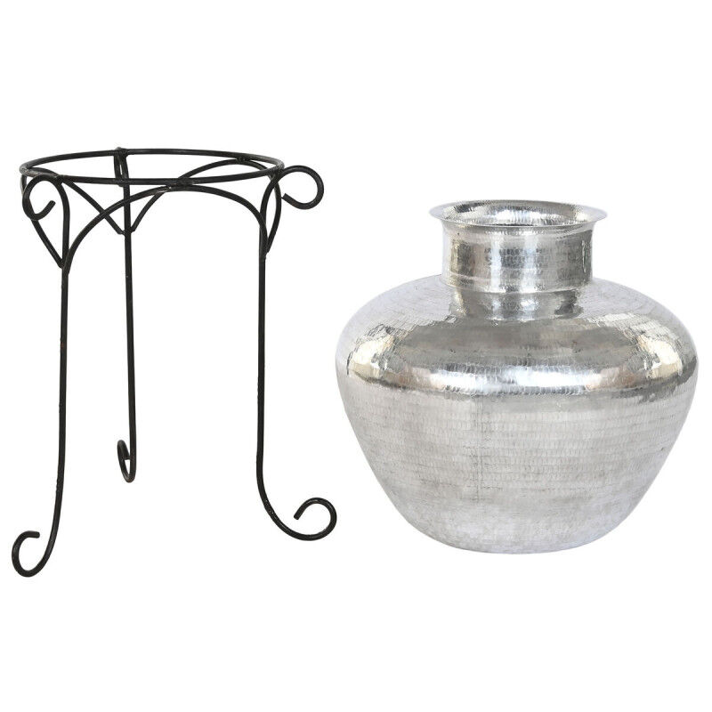 Vase Home ESPRIT Noir Argenté Aluminium 45 x 45 x 95 cm