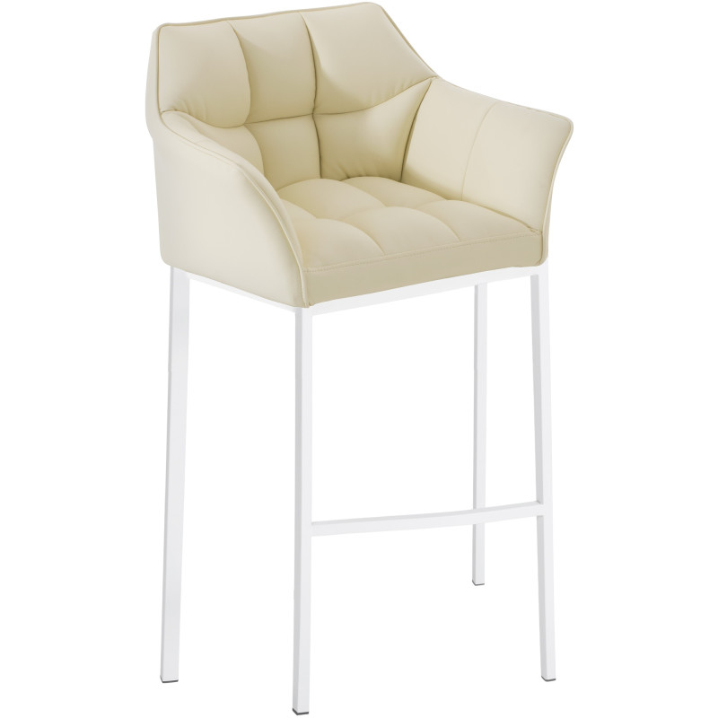 Tabouret de bar Damaso avec structure à 4 pieds, crème