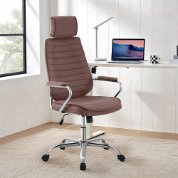 Fauteuil de bureau Rako en tissu marron