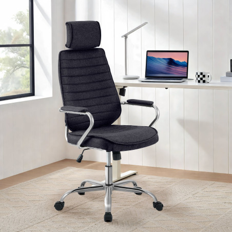 Fauteuil de bureau Rako en tissu noir