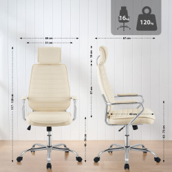 Fauteuil de bureau Rako tissu crème