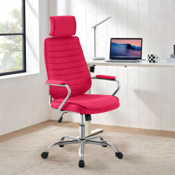 Fauteuil de bureau Rako en tissu rouge
