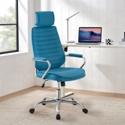 Fauteuil de bureau Rako en tissu bleu