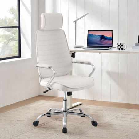 Fauteuil de bureau Rako en tissu beige