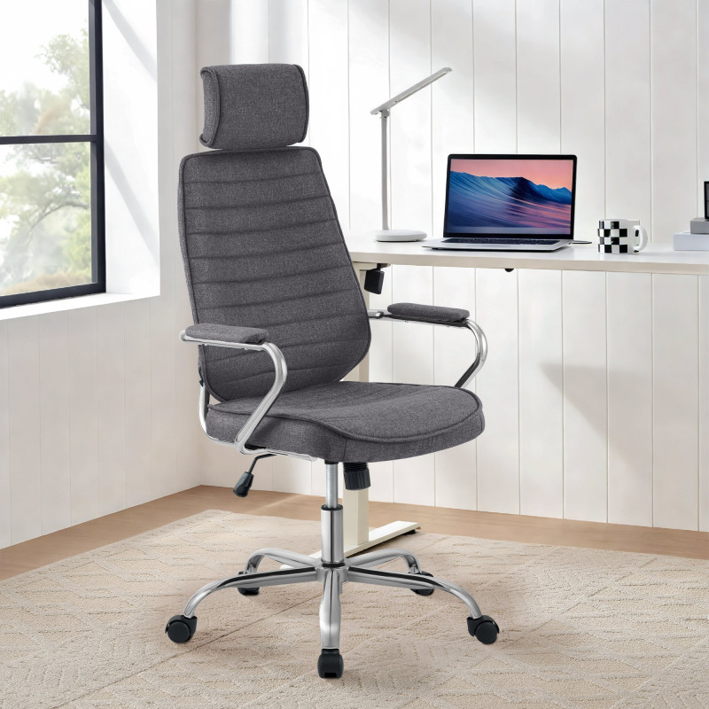 Fauteuil de bureau Rako en tissu gris foncé